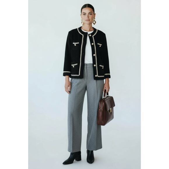 Women’s Design Inspired Fuzzy Pearl Button Cardigan Small Black Country Club - Picture 1 of 4